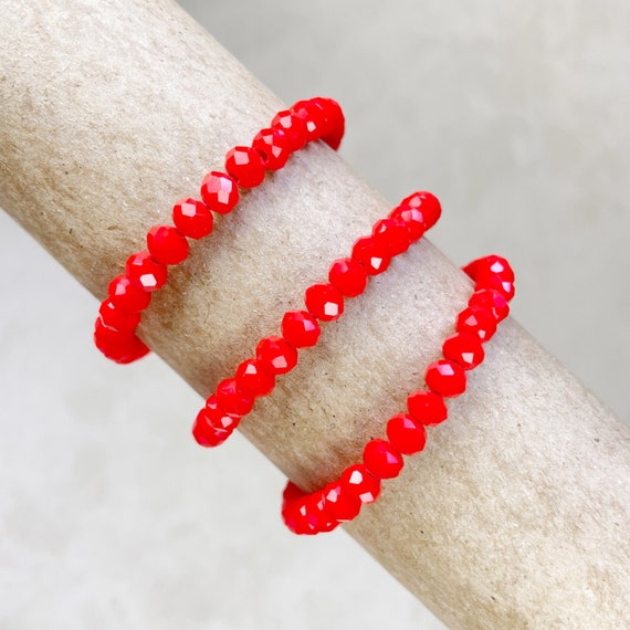 Gloria// Opaque Scarlet Crystal Beaded Bracelet (EPJ-BSBB12-OS)