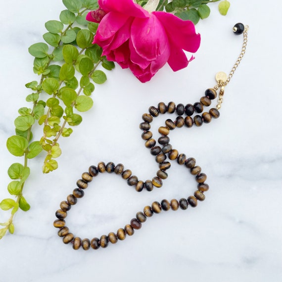 Tiger Eye 8mm Hand Knotted Beaded Necklace (EPJ-NSBA14-TE)