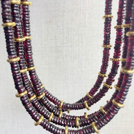 Garnet 6mm Heishi Beaded Necklace (EPJ-NSC11)