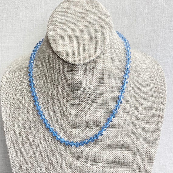 Barb// Translucent Blue Crystal Beaded Hand-knotted Necklace (EPJ-NSBA10-TBL)
