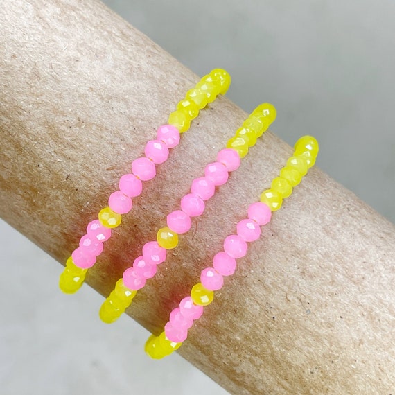 Mia// Lemonade Crystal Beaded Delicate Bracelet (EPJ-BSBA11-LM)