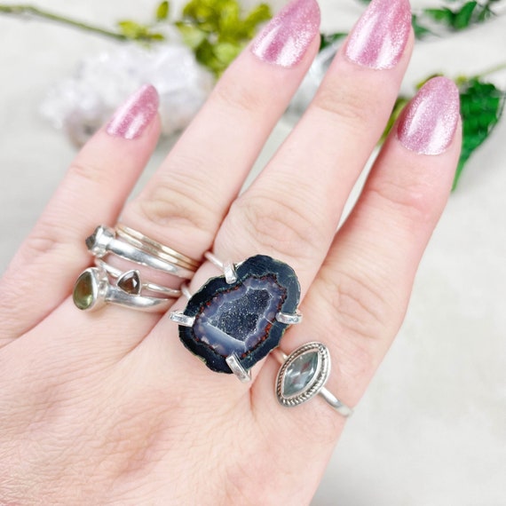 Silver Mexican Geode Statement Wire Ring (EPJ-RSA12-17)