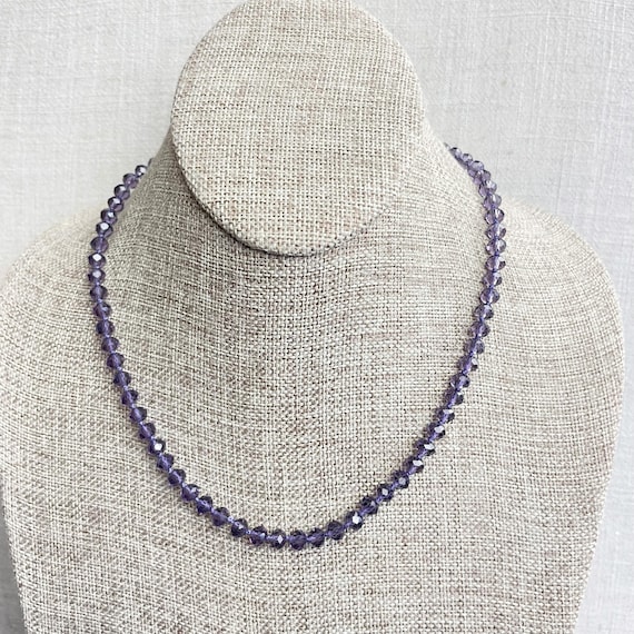 Barb// Translucent Purple Crystal Beaded Hand-knotted Necklace (EPJ-NSBA10-TPR)