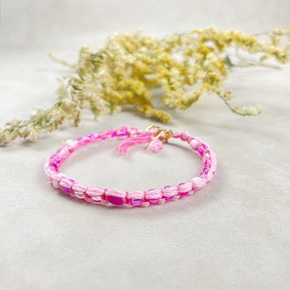 Tyro Bracelet/// Pink Macrame Seed Bead Bracelet (EPJ-MMBB11-PK)