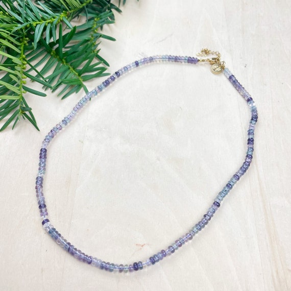 Zara// Fluorite Beaded Gemstone Necklace (EPJ-NSBA19-FL)