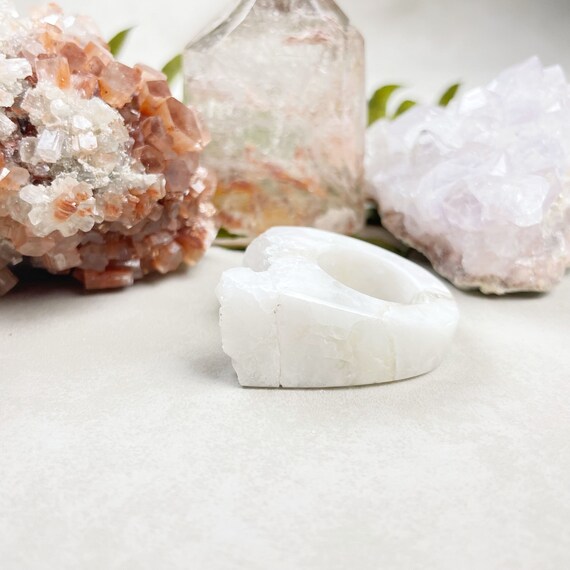 Clear Crystal Quartz Cluster Carved Ring- Size 7.25 (EPJ-RCGA13-19)