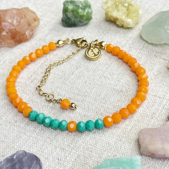 Mia// Carrot Crystal Beaded Delicate Bracelet (EPJ-BSBA11-CT)
