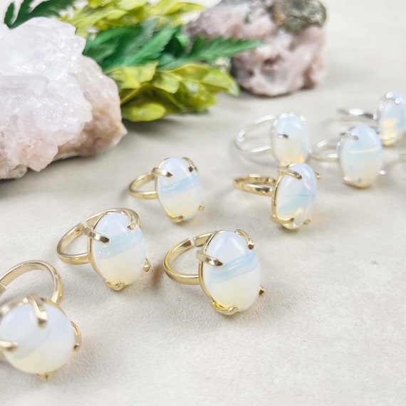 Oval Opalite Cabochon Simple Ring (EPJ-RAD24-1)