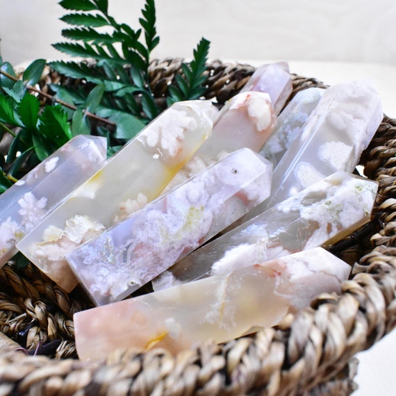 2.5-3inch Cherry Blossom Agate Point, Gemstone Point, Home Decor, Obelisk Stone (EPJ-HDP10)