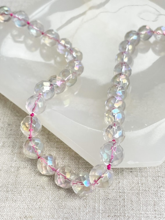 Lustre// Aura Clear Glass Faceted Hand-knotted Beaded Necklace (EPJ-NSC25)