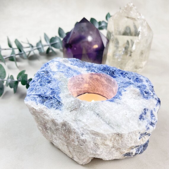 Rough Sodalite Chunk Candle Holder (EPJ-HDDA16-6)