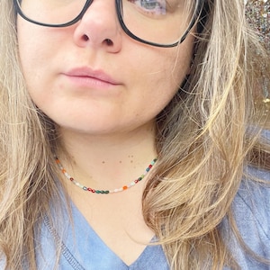 Handmade Faceted Glass Beaded Choker: Colorful Layering Necklace