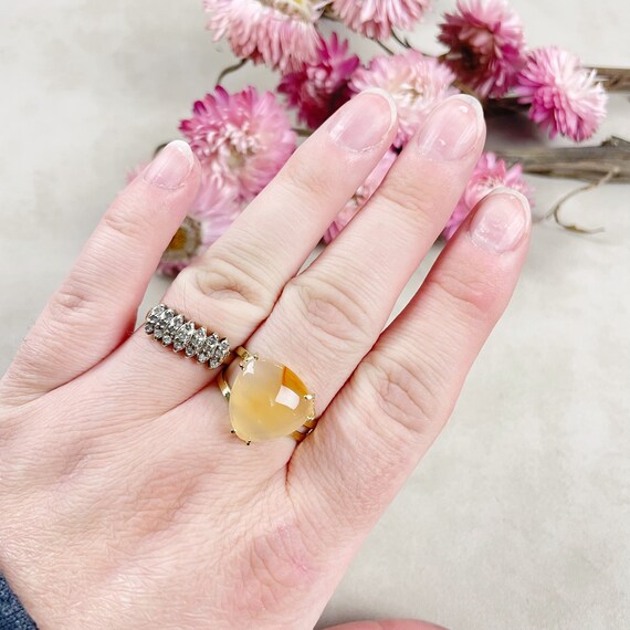 Gold Carnelian Triangle Gemstone Adjustable Ring (EPJ-RTD15-1)