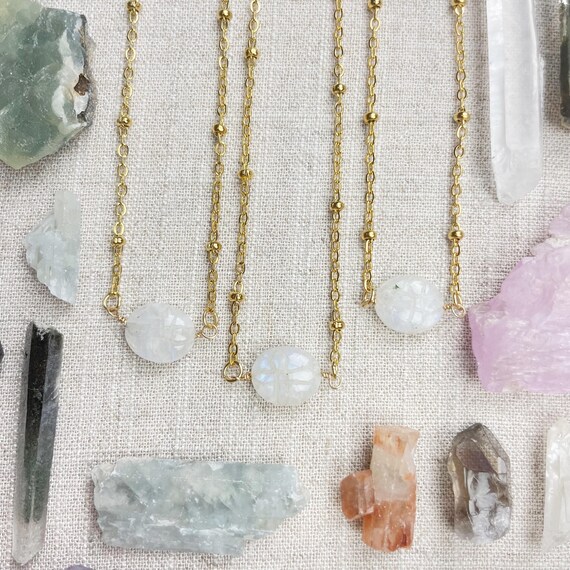 Moonstone Faceted Cross Delicate Necklace (EPJ-NAAE48-MN)