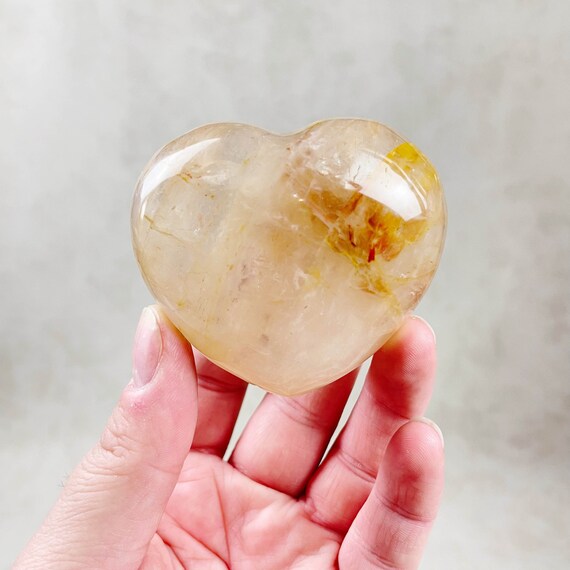 Clear Quartz with Goden Healer Heart Carving (EPJ-HDHA19-3)