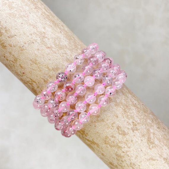 Nodum// Mica included Rose Quartz Beaded Handknotted Bracelet (EPJ-BSBB14-RM)