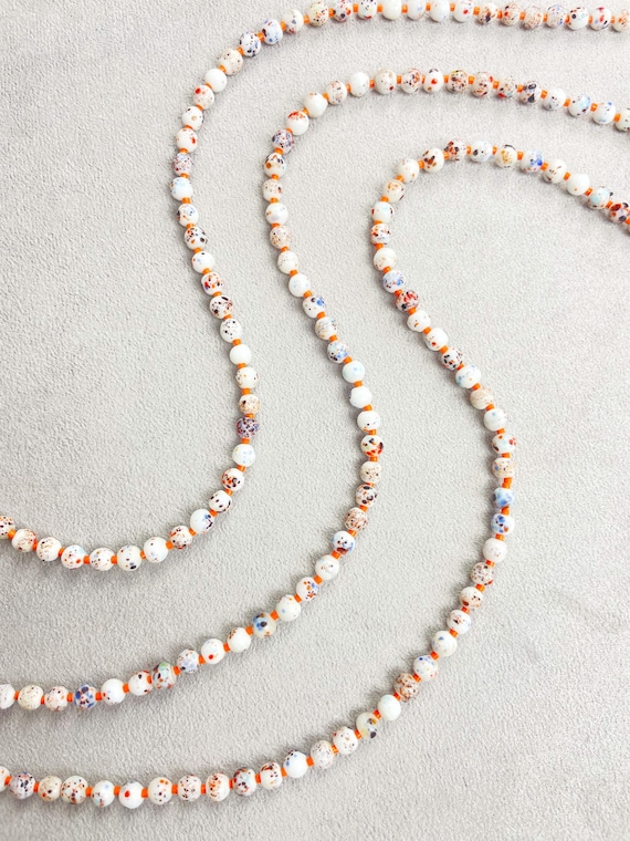 Orange Spritz// Speckled Vintage Glass Beaded Necklace (EPJ-NSE13)