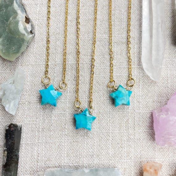 Turquoise Faceted Star Delicate Necklace (EPJ-NAAE50-TQ)