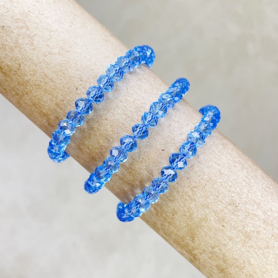 Gloria// Translucent Blue Crystal Beaded Bracelet (EPJ-BSBB12-TB)