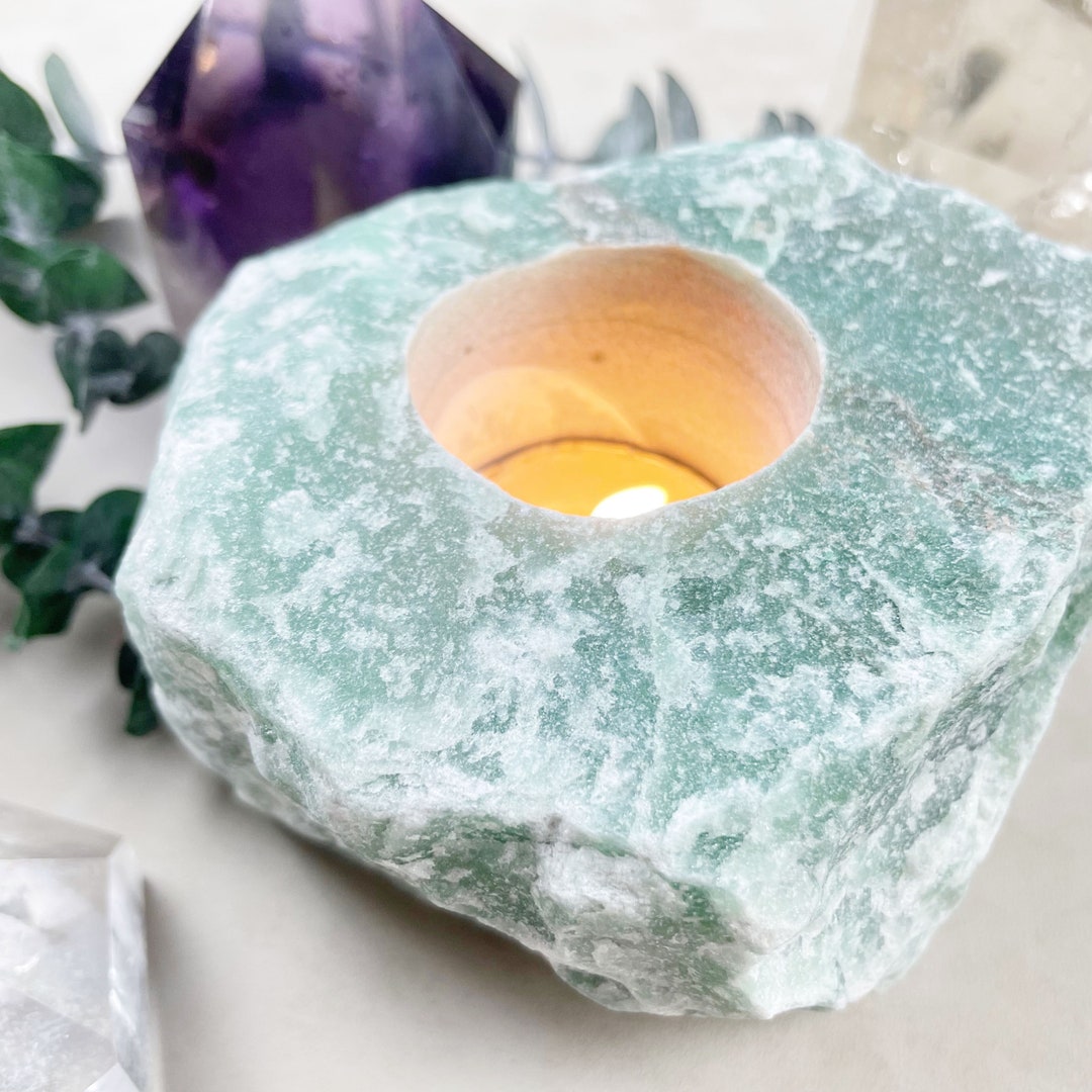 Rough Green Aventurine Chunk Candle Holder EPJHDDA173 Etsy