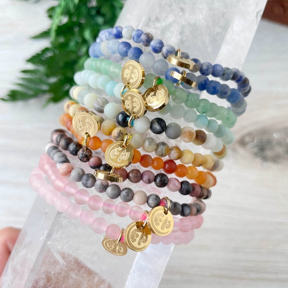 Melite Bracelet/// Matte Gemstone 4mm Beaded Stretch Bracelet (EPJ-BSAA13)