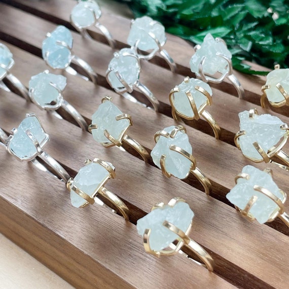 Raw Aquamarine Nugget Adjustable Ring (EPJ-RAD17)