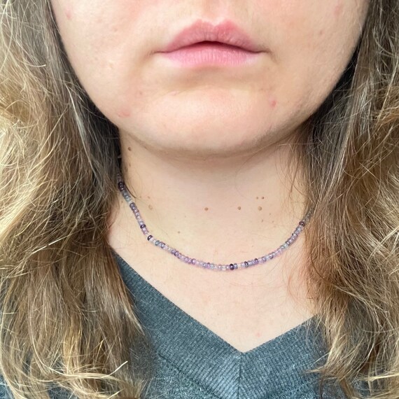 Zara// Fluorite Beaded Gemstone Necklace (EPJ-NSBA19-FL)