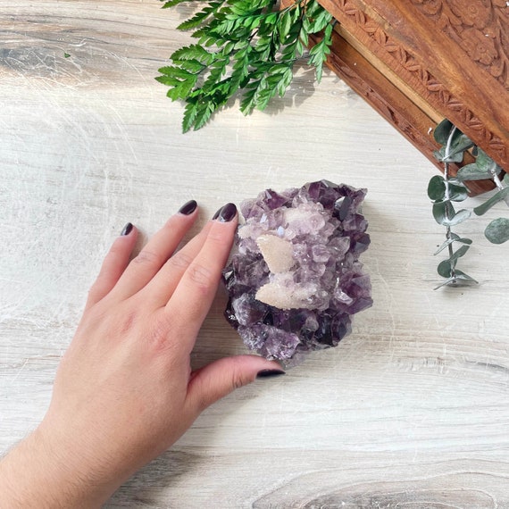 Amethyst Cluster with Calcite Rosette Inclusion (EPJ-HDSA22-4)