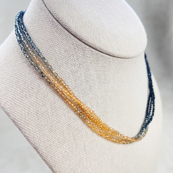 Vos// Coffee Triple Crystal Beaded Necklace (EPJ-NSBB18-CF)