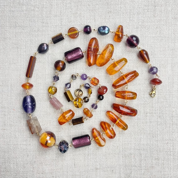 Gem Rosie/// Colorful Crystal Rosary Beaded Necklace (DEJ-BBCC14-6)
