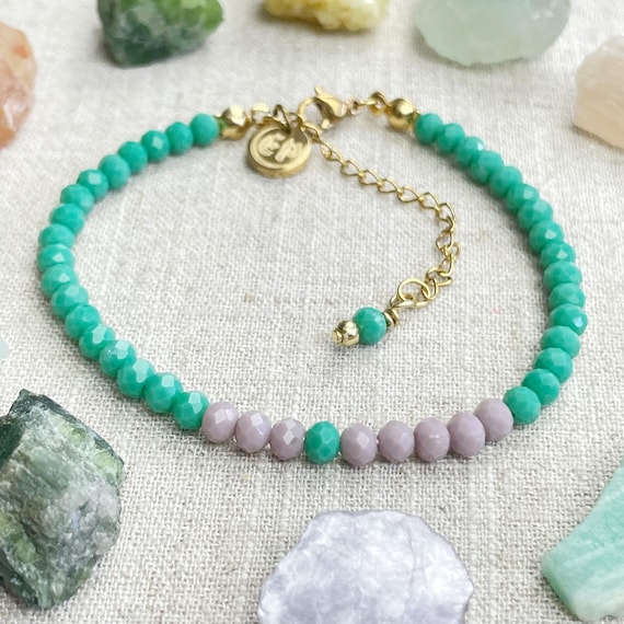 Mia// Seafoam Crystal Beaded Delicate Bracelet (EPJ-BSBA11-SF)