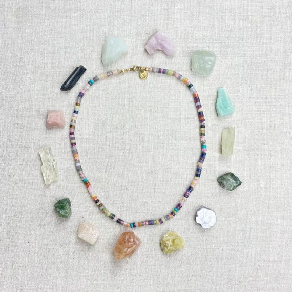 Mosaic// Gemstone Heishi Beaded Necklace (EPJ-NSBA35)