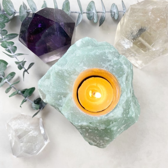 Rough Green Aventurine Chunk Candle Holder (EPJ-HDDA17-6)