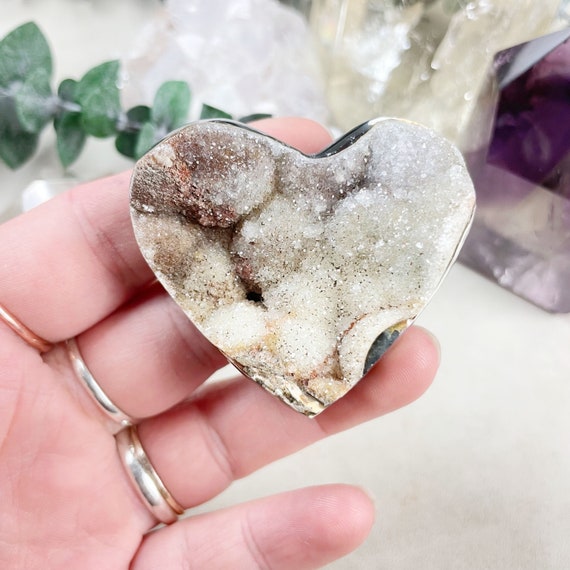 Brown Agate Druzy Geode Heart Carving (EPJ-HDAA10-4)