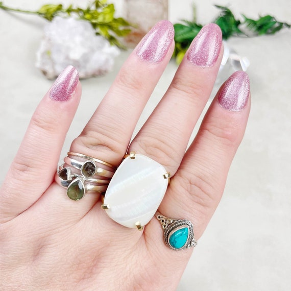 Gold Mother of Pearl Statement Arc Ring (EPJ-RSB29-1)