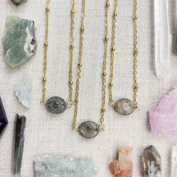Labradorite Faceted Eye Delicate Necklace (EPJ-NAAE47-LB)