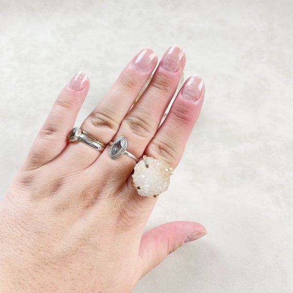 Gold Pink Amethyst Druzy Statement Wire Ring (EPJ-ROAA10-5)