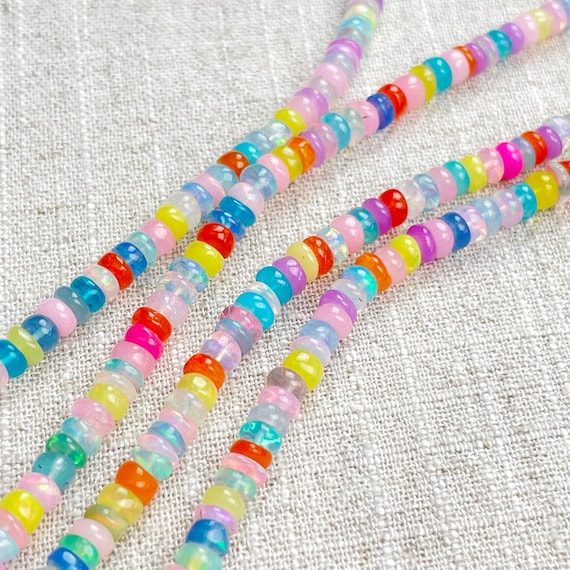 Igni// Rainbow Fire Opal Heishi Beaded Necklace (EPJ-NSBB14-MT)