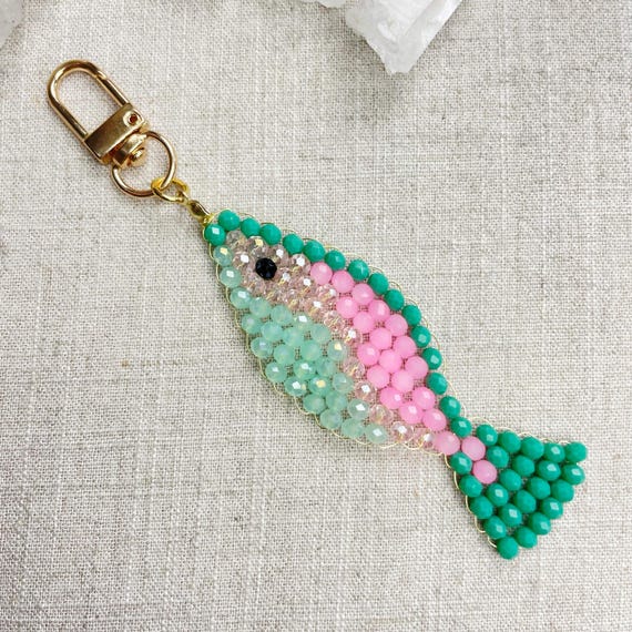 Splashie// Lagoon Glass Beaded Fish Charm Keychain (EPJ-KCA11-LG)