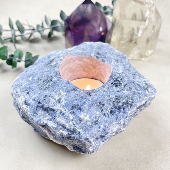 Rough Sodalite Chunk Candle Holder (EPJ-HDDA16-2)