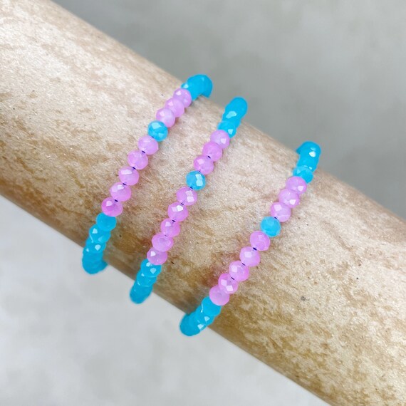 Mia// Cotton Candy Crystal Beaded Delicate Bracelet (EPJ-BSBA11-CC)