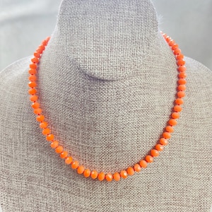 Barb // Orange Neon Kristall Perlen Halskette (EPJ-NSBA10-OG)