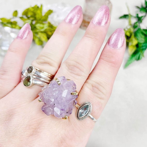 Amethyst Rosette Statement Wire Ring (EPJ-RSA16-1)