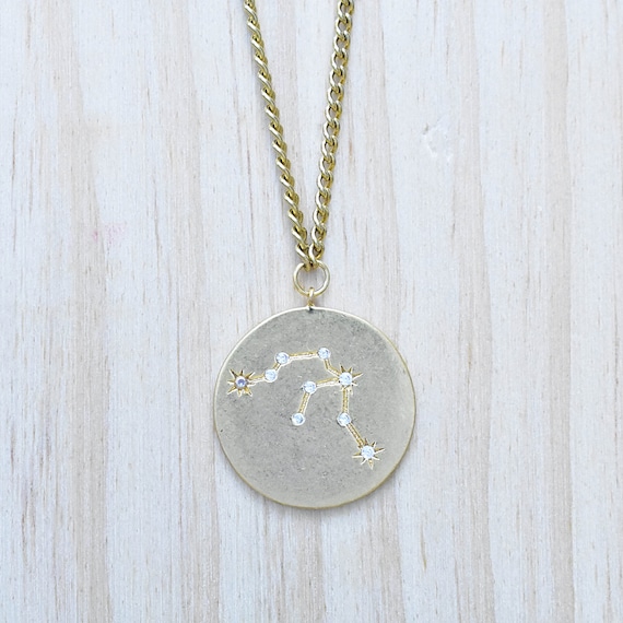 Aquarius Zodiac Constellation Charm Necklace Gold Zodiac Charm Pendant Statement Layering Necklace EPJ NA20AAC10 Etsy UK