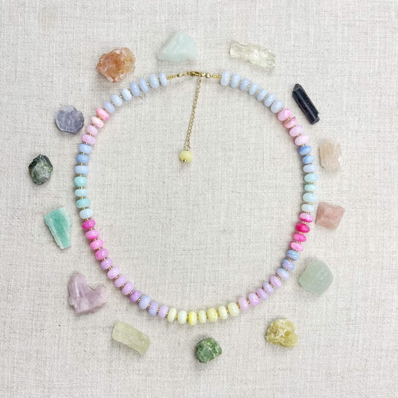 Lolli/// Pastel Dyed Opal Beaded Necklace (EPJ-NSBA34)