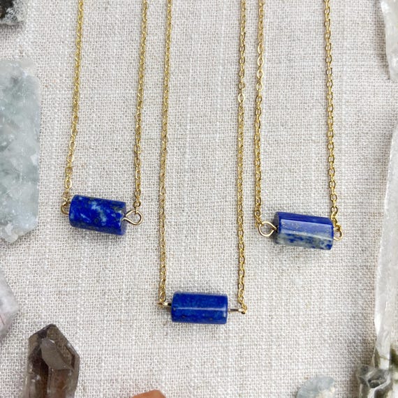 Lapis Lazuli Bead Delicate Necklace (EPJ-NAAE61-LL)