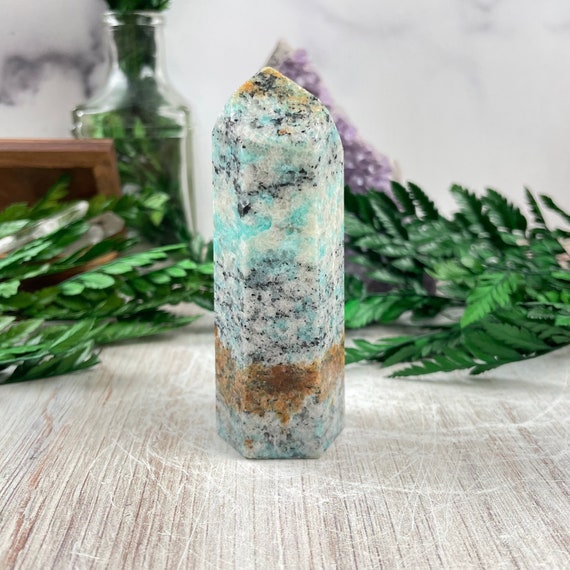 Amazonite with Golden Healer and Black Tourmaline Tower (EPJ-HGOT48-5)