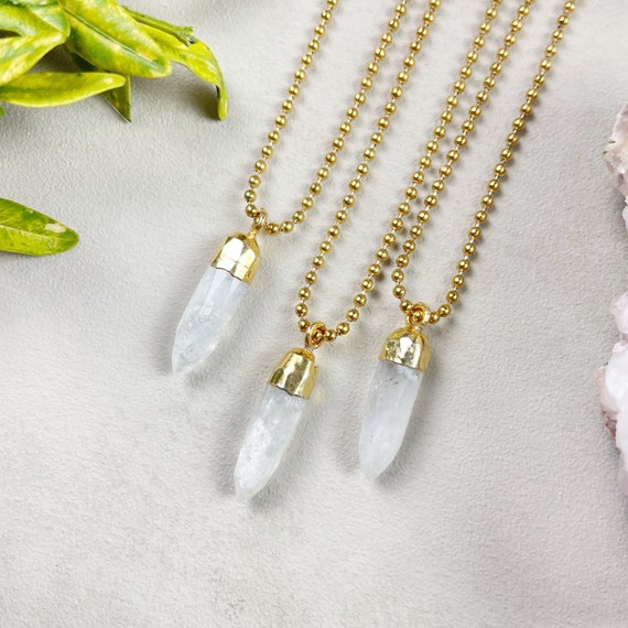 Gold Moonstone Small Spike Necklace (EPJ-NAAE35)