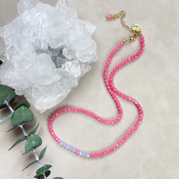 Mia// Flamingo Crystal Beaded Delicate Necklace (EPJ-NSBA11-FG)