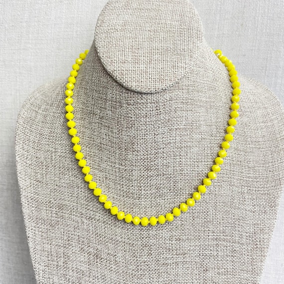 Barb// Opaque Yellow Crystal Beaded Hand-knotted Necklace (EPJ-NSBA10-OYW)